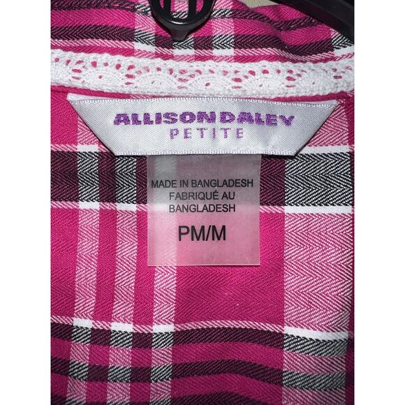 Allison Daley Petite Button Down Pink Plaid Women’s PM/M - Picture 3 of 5